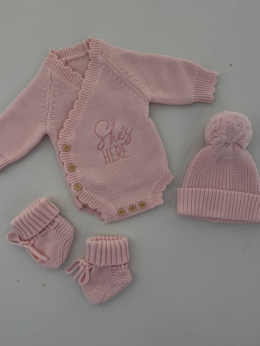 SHE’S HERE KNIT SET — PETAL PINK