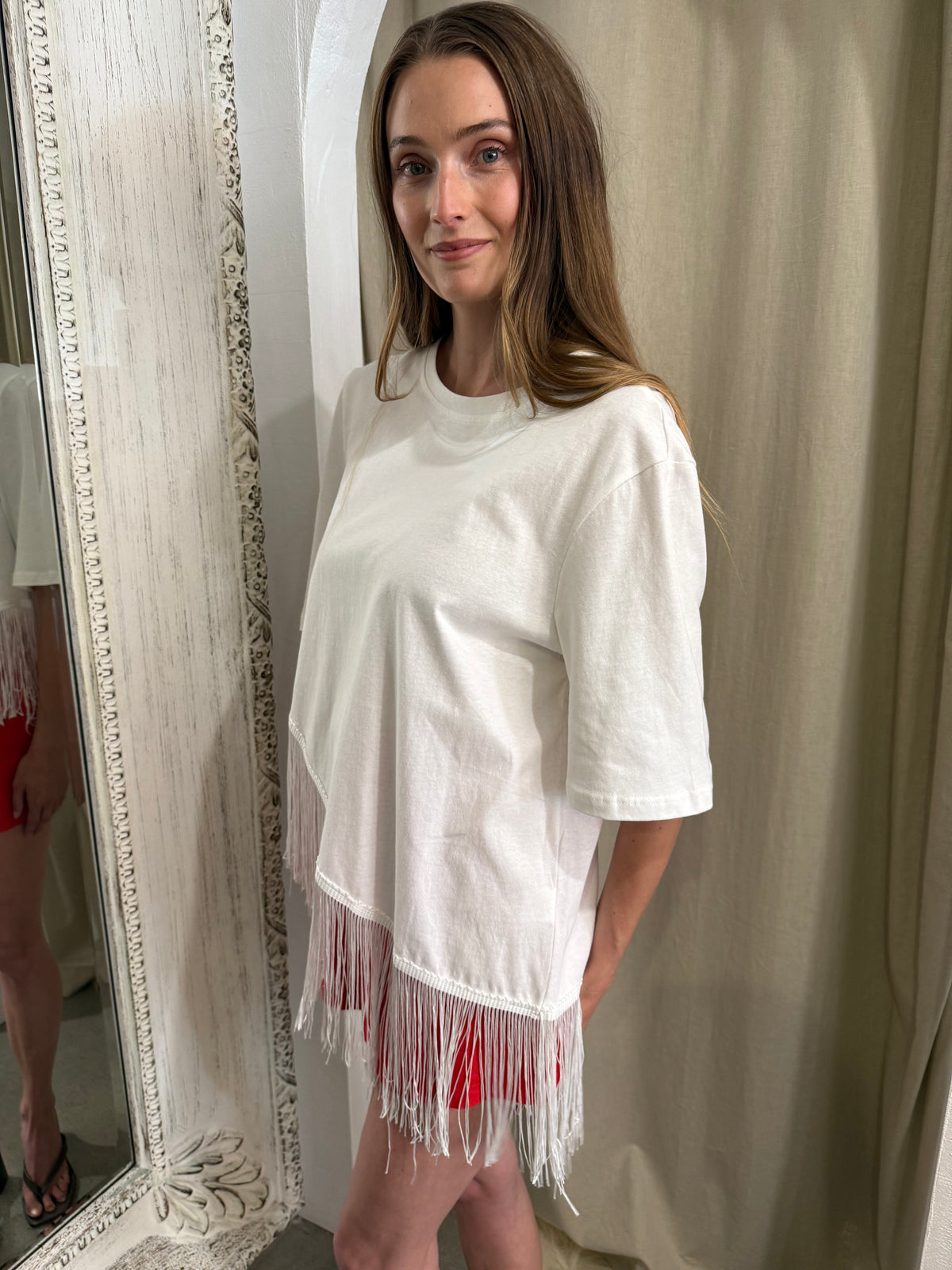 PENELOPE FRINGE TEE - MILK