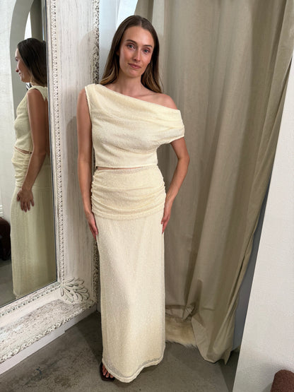 PORTOFINO DRAPE SKIRT SET - BUTTER