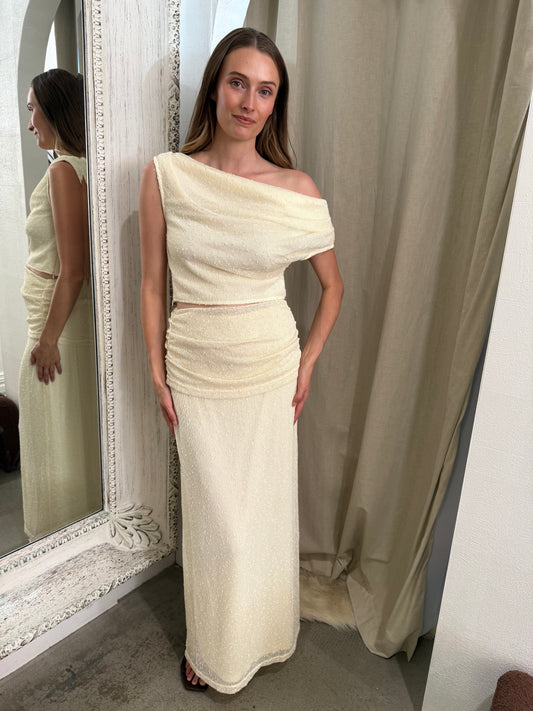 PORTOFINO DRAPE SKIRT SET - BUTTER