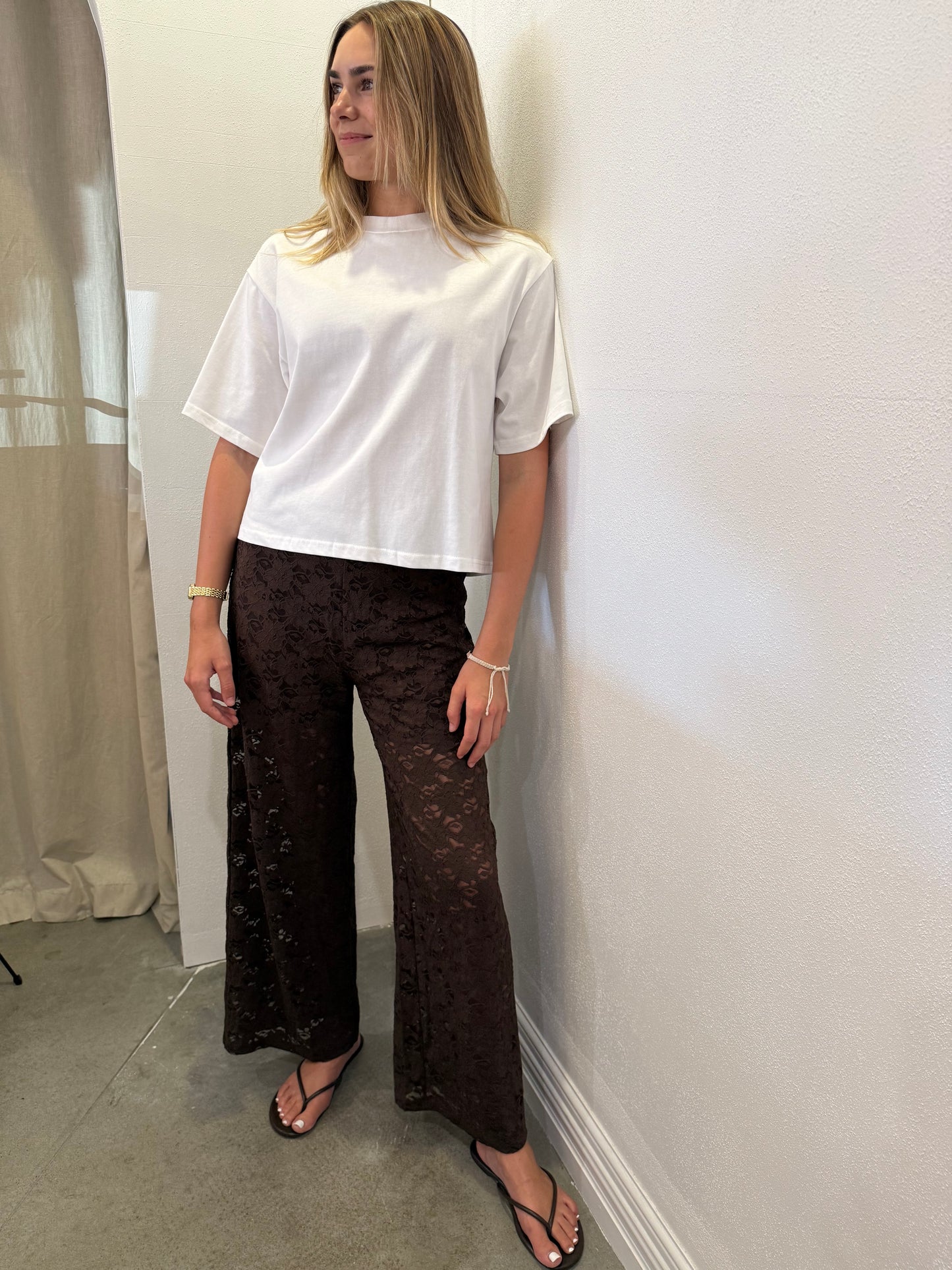 RUE LACE PANTS - BROWN