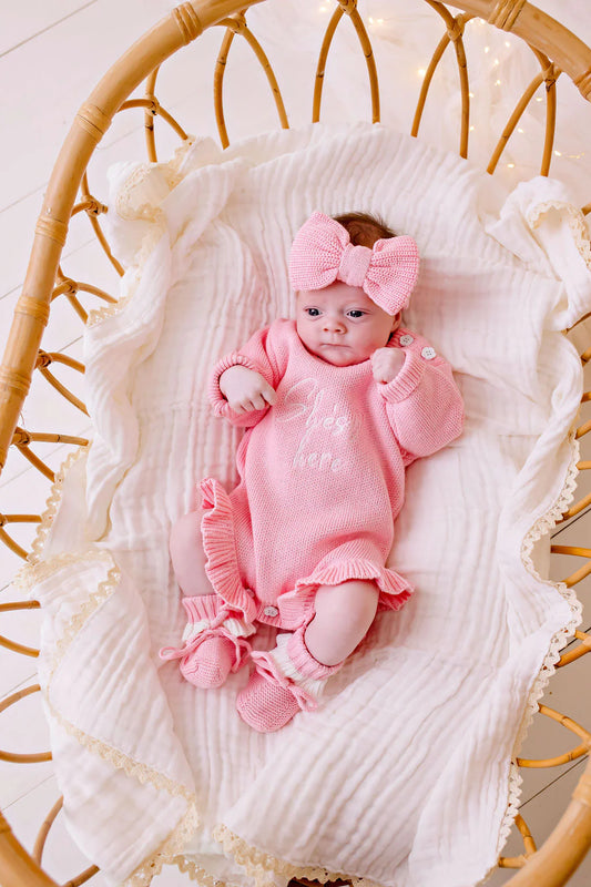 She's Here Knit Romper - Blush