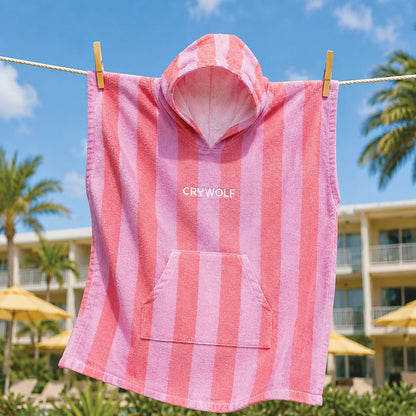 Hooded Towel - Flamingo Stripe