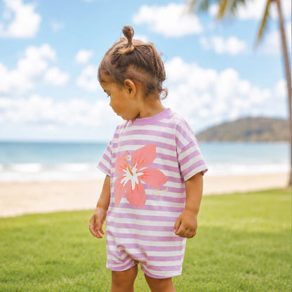 Sun Smart Romper - Hibiscus Stripe