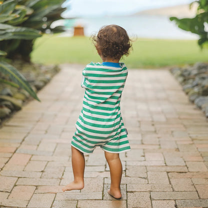 Sun Smart Romper - Sea Green Stripe