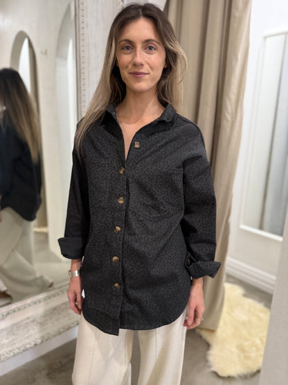 LENI JACKET - CHARCOAL LEOPARD