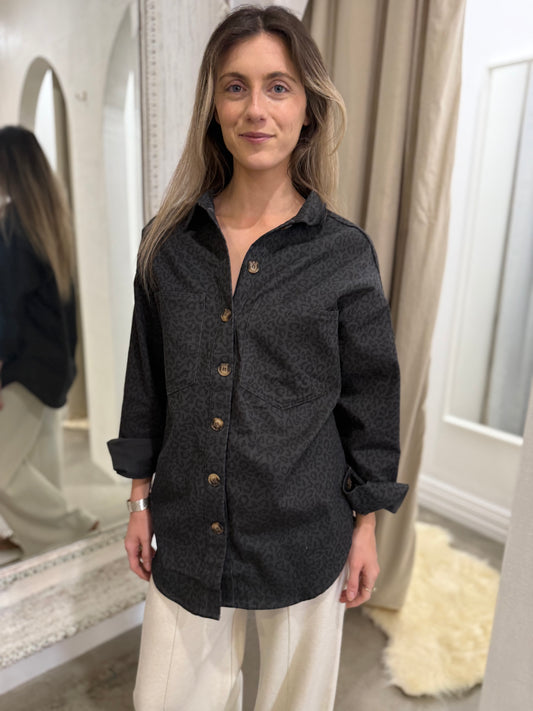 LENI JACKET - CHARCOAL LEOPARD