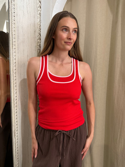 SIENA CONTRAST TANK - RED