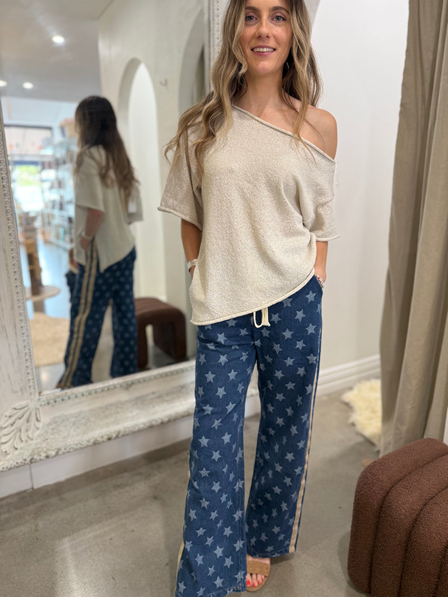 Harper Boucle Knit Top - Oat
