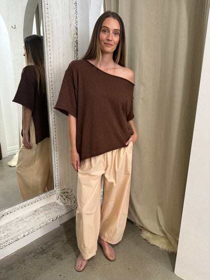 Harper Boucle Knit Top - Chocolate
