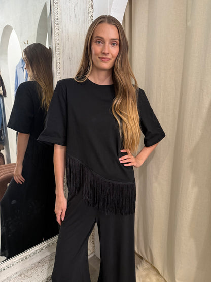 PENELOPE FRINGE TEE - MIDNIGHT
