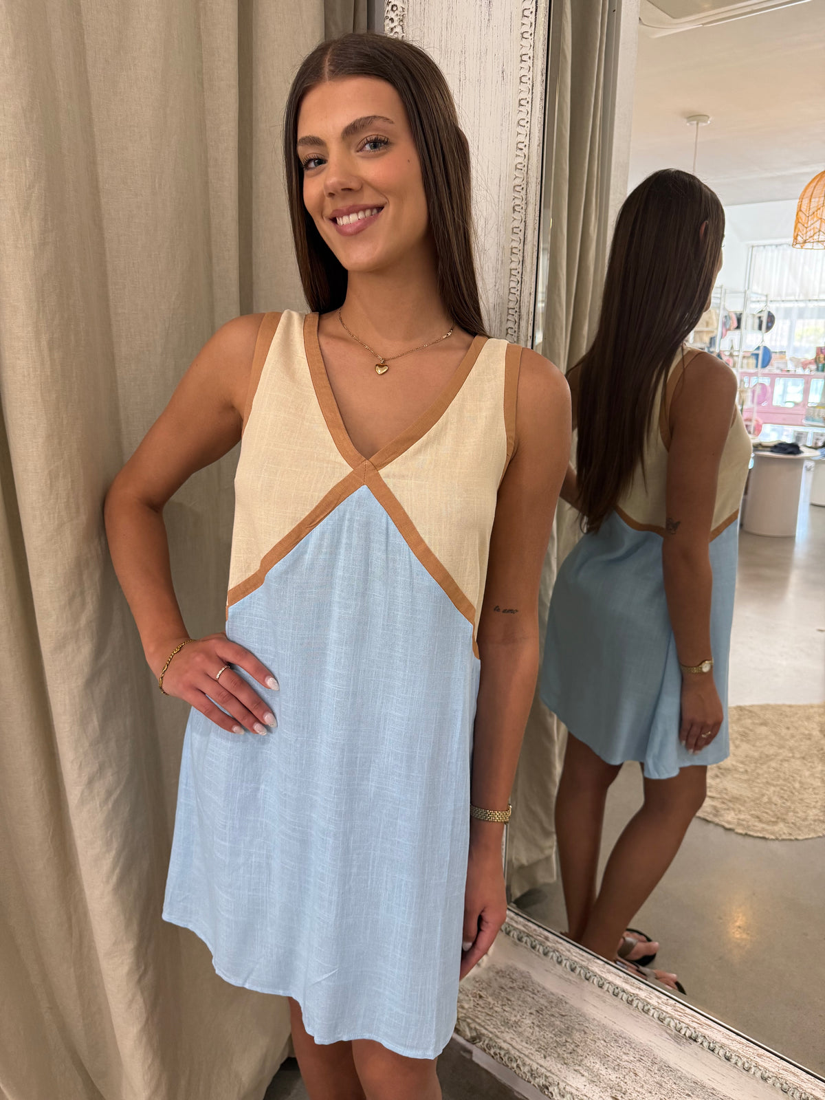 ODETTE CONTRAST MINI DRESS