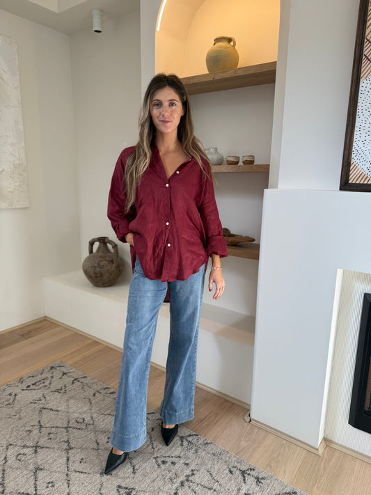 COVE LINEN SHIRT - MULBERRY