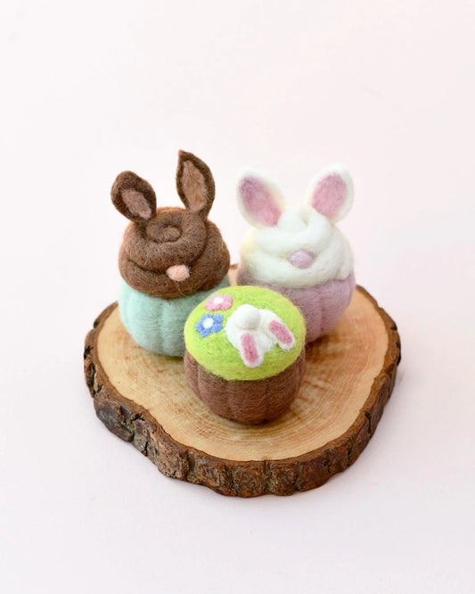 Felt Easter Bunny Cupcakes (Set of 3)
