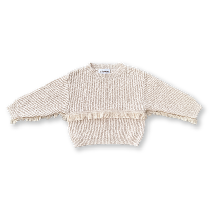 Organic Fringe Rib Knit Pull Over - Natural