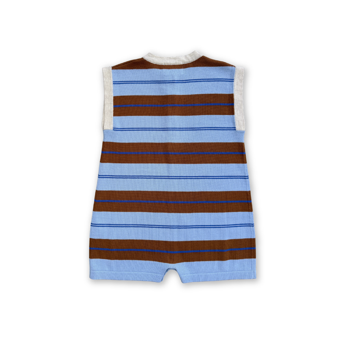 Organic Knitted Club Stripe Button-Up Romper - Bubble