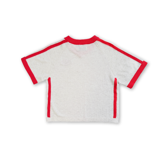 Organic Knitted Contrast Tee - Fiesta & Coconut