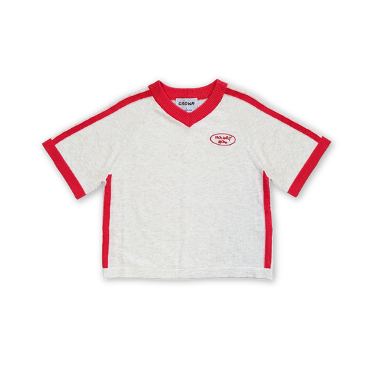 Organic Knitted Contrast Tee - Fiesta & Coconut