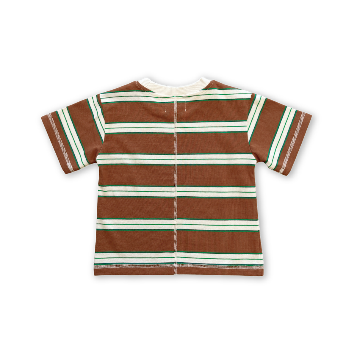 Cotton Sports Stripe Tee - Acorn