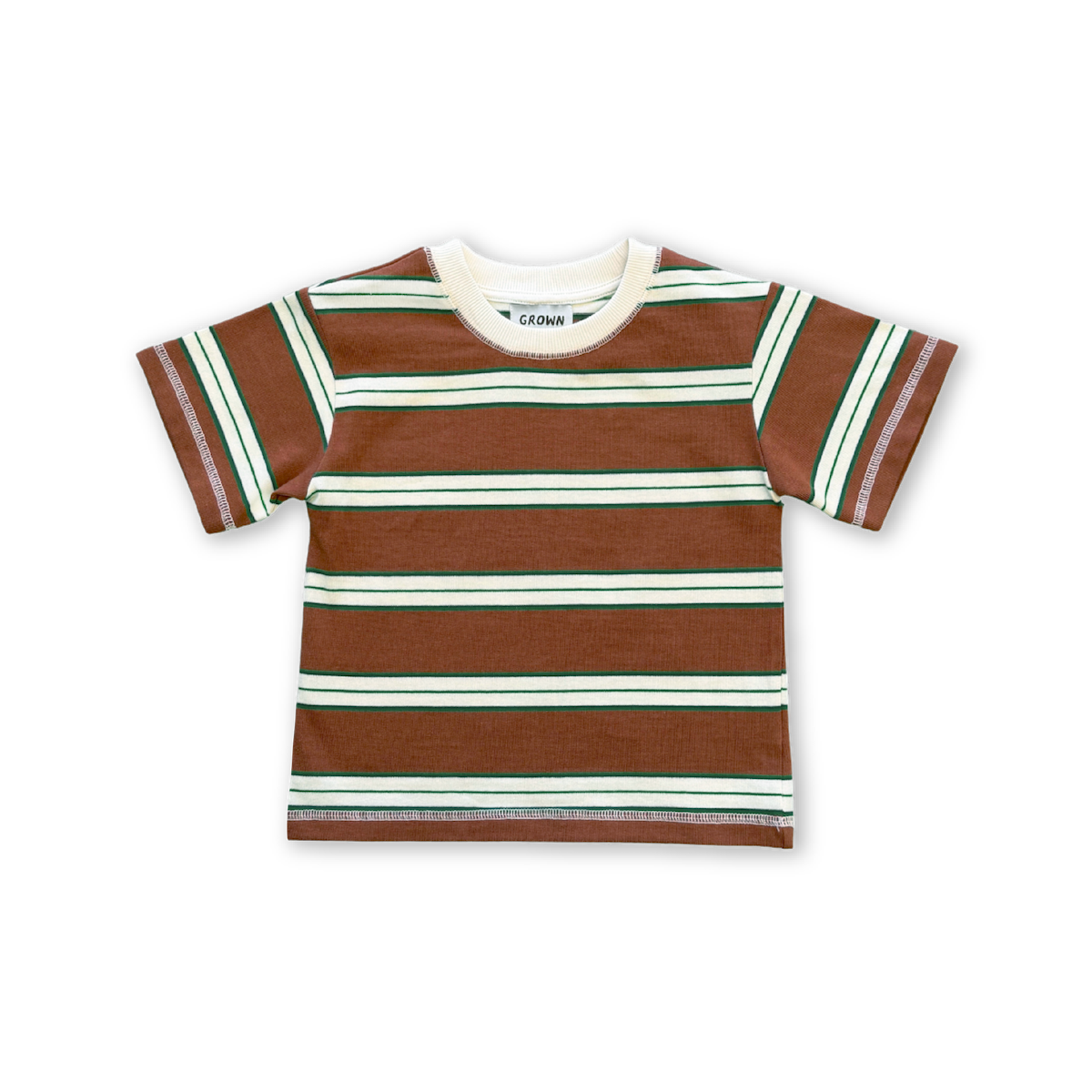 Cotton Sports Stripe Tee - Acorn