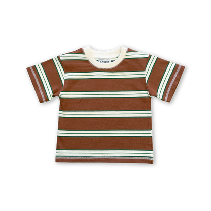 Cotton Sports Stripe Tee - Acorn