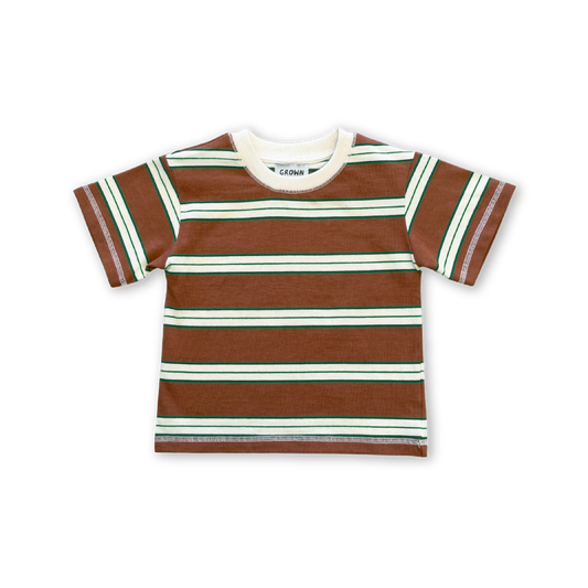 Cotton Sports Stripe Tee - Acorn