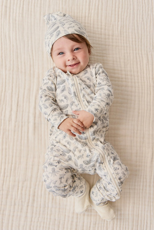 Organic Cotton Reese Zip Onepiece - Sea Life