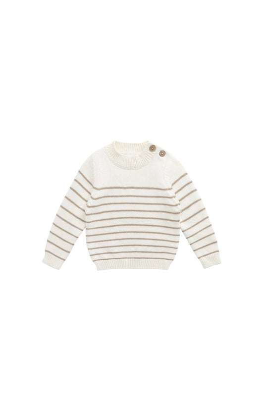 Jamie Kay Malcom Knitted Jumper - Cloud Brioche Stripe