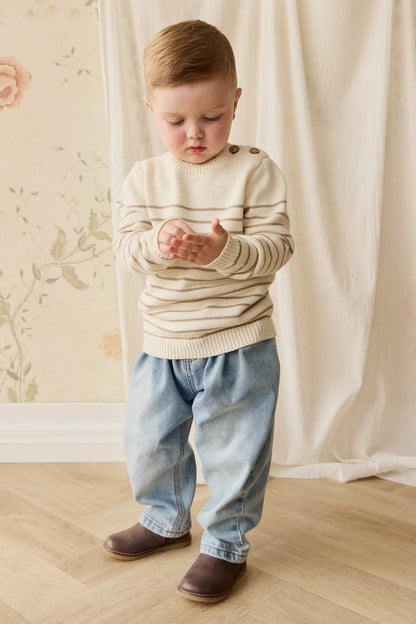 Jamie Kay Malcom Knitted Jumper - Cloud Brioche Stripe