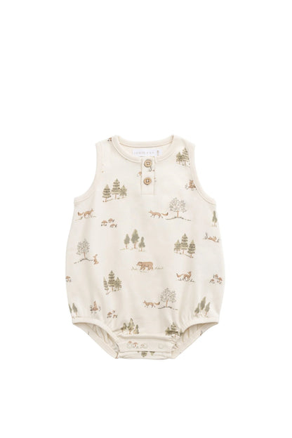Organic Cotton Archie Playsuit - Pine Forest Friends