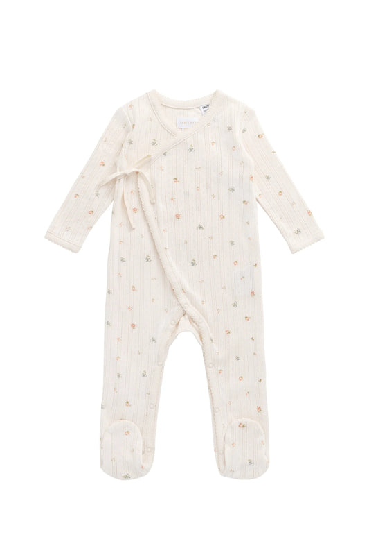 Organic Cotton Pointelle Wrap Onepiece - Sweet Magnolia