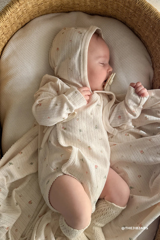 Organic Cotton Pointelle Marina Bodysuit - Sweet Magnolia