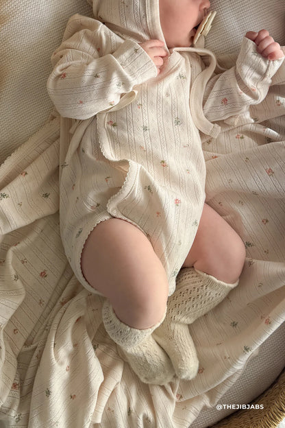 Organic Cotton Pointelle Marina Bodysuit - Sweet Magnolia