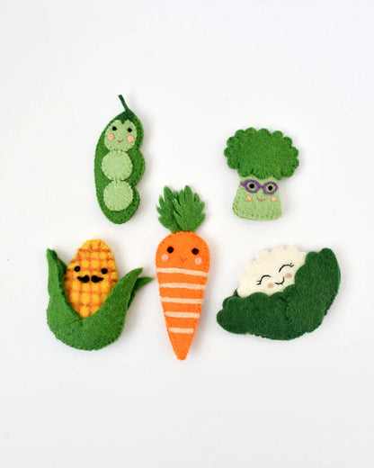 Felt Vegetables Finger Puppet Set