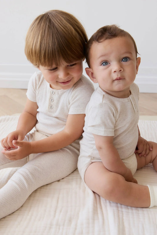 Organic Cotton Modal Darcy Rib Tee - Oatmeal Marle