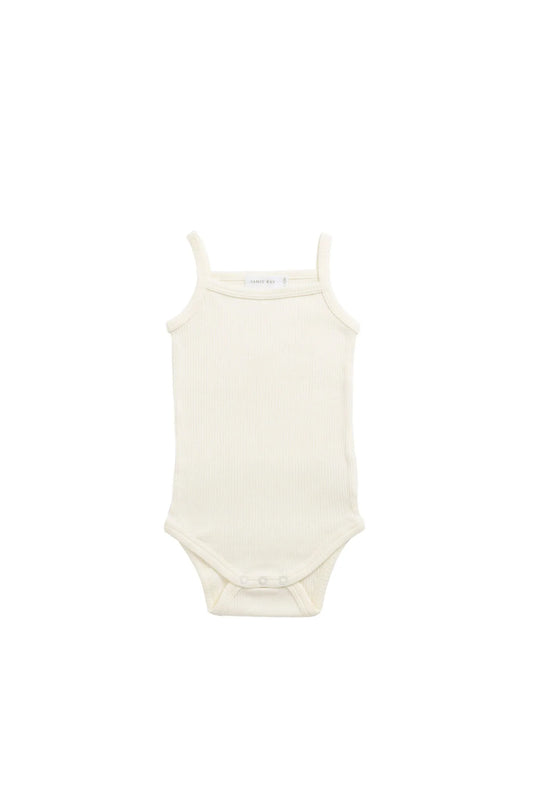 Organic Cotton Modal Singlet Bodysuit - Parchment