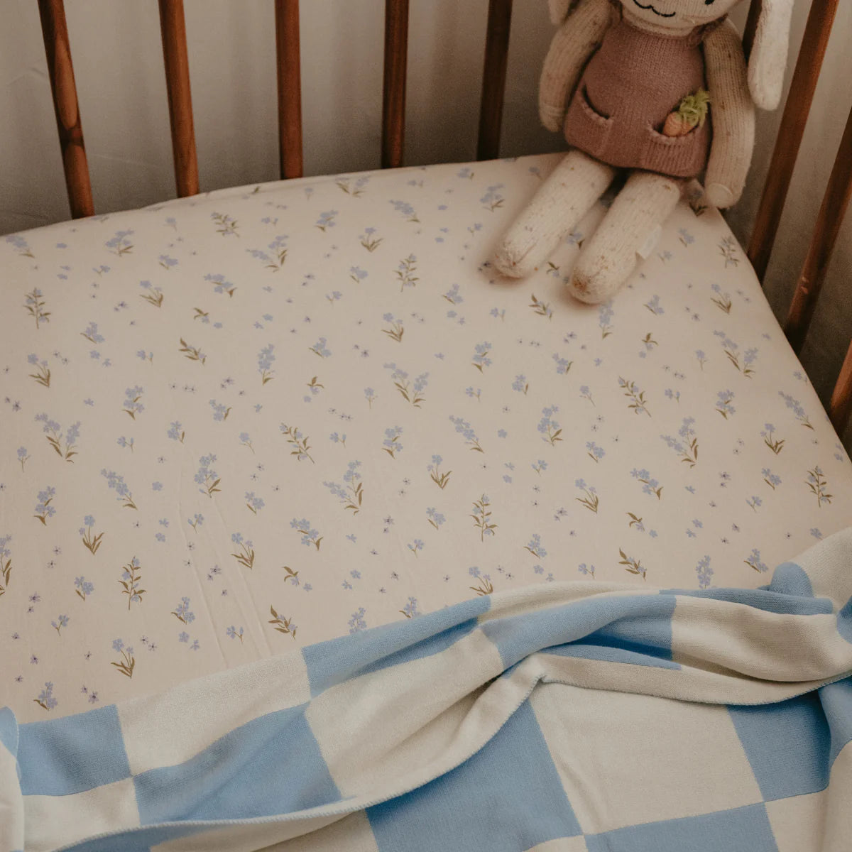 Forget Me Not Organic Fitted Cot Sheet
