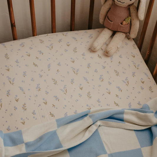 Forget Me Not Organic Fitted Cot Sheet