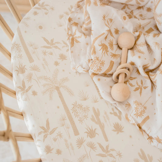 Desert Palms Organic Fitted Bassinet Sheet/Change Pad Cover