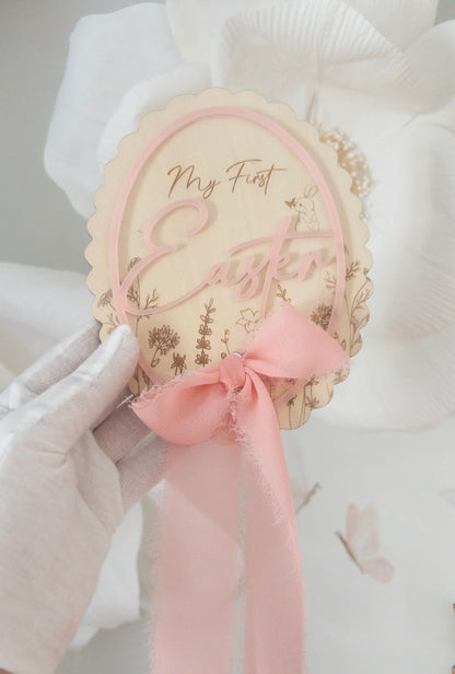 My First Easter Plaque - Scalloped Ribbon