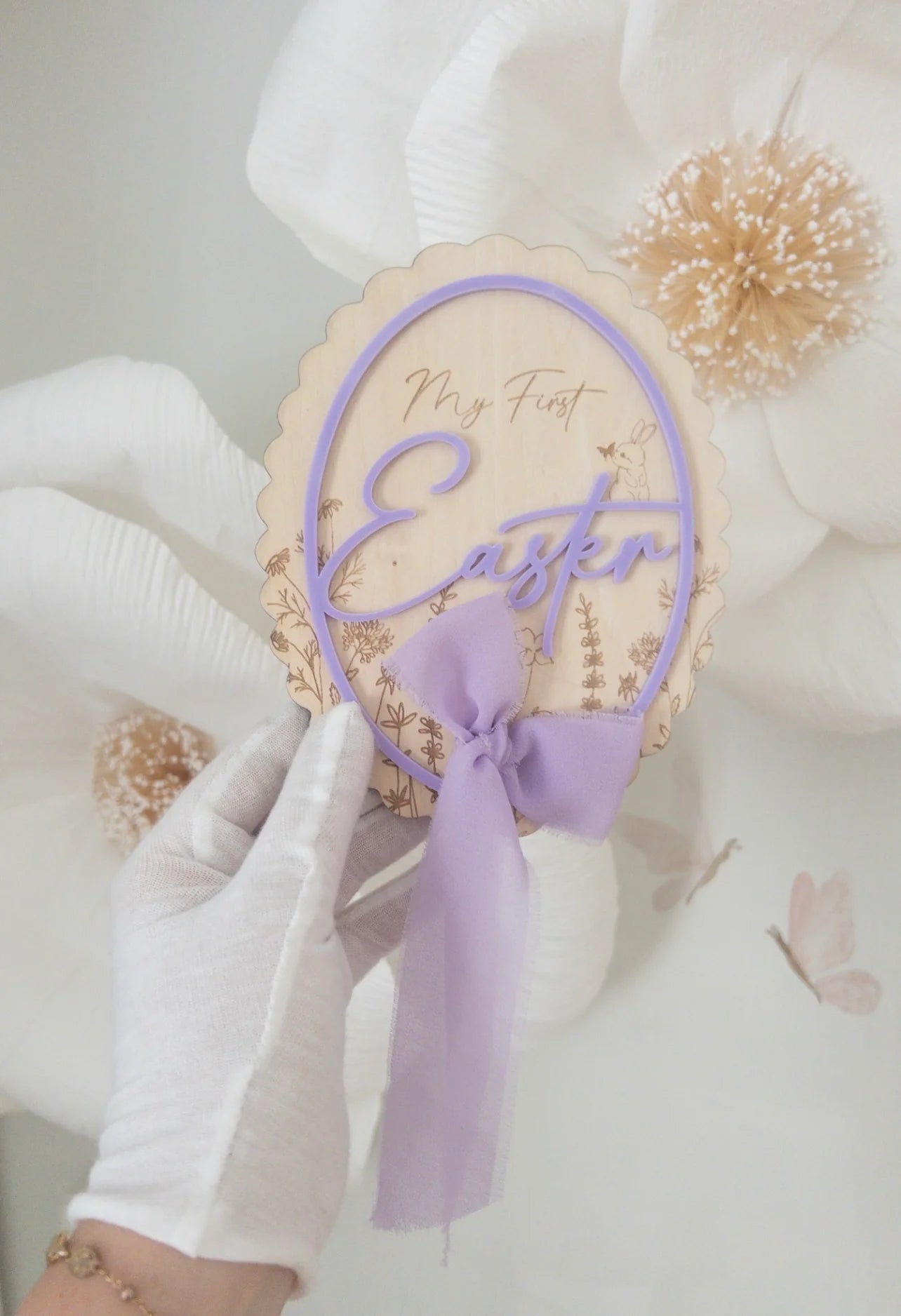 My First Easter Plaque - Scalloped Ribbon