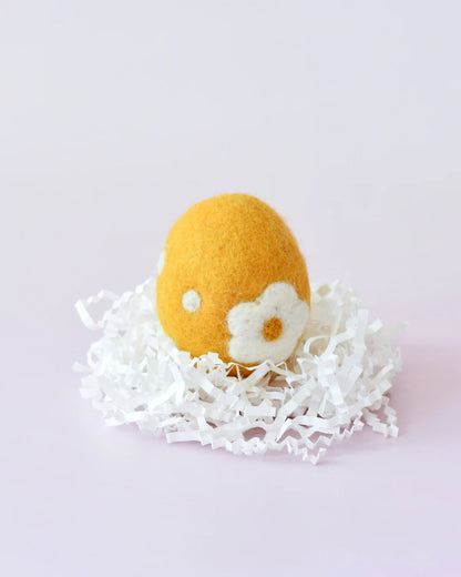 Felt Yellow Floral and Dots Egg