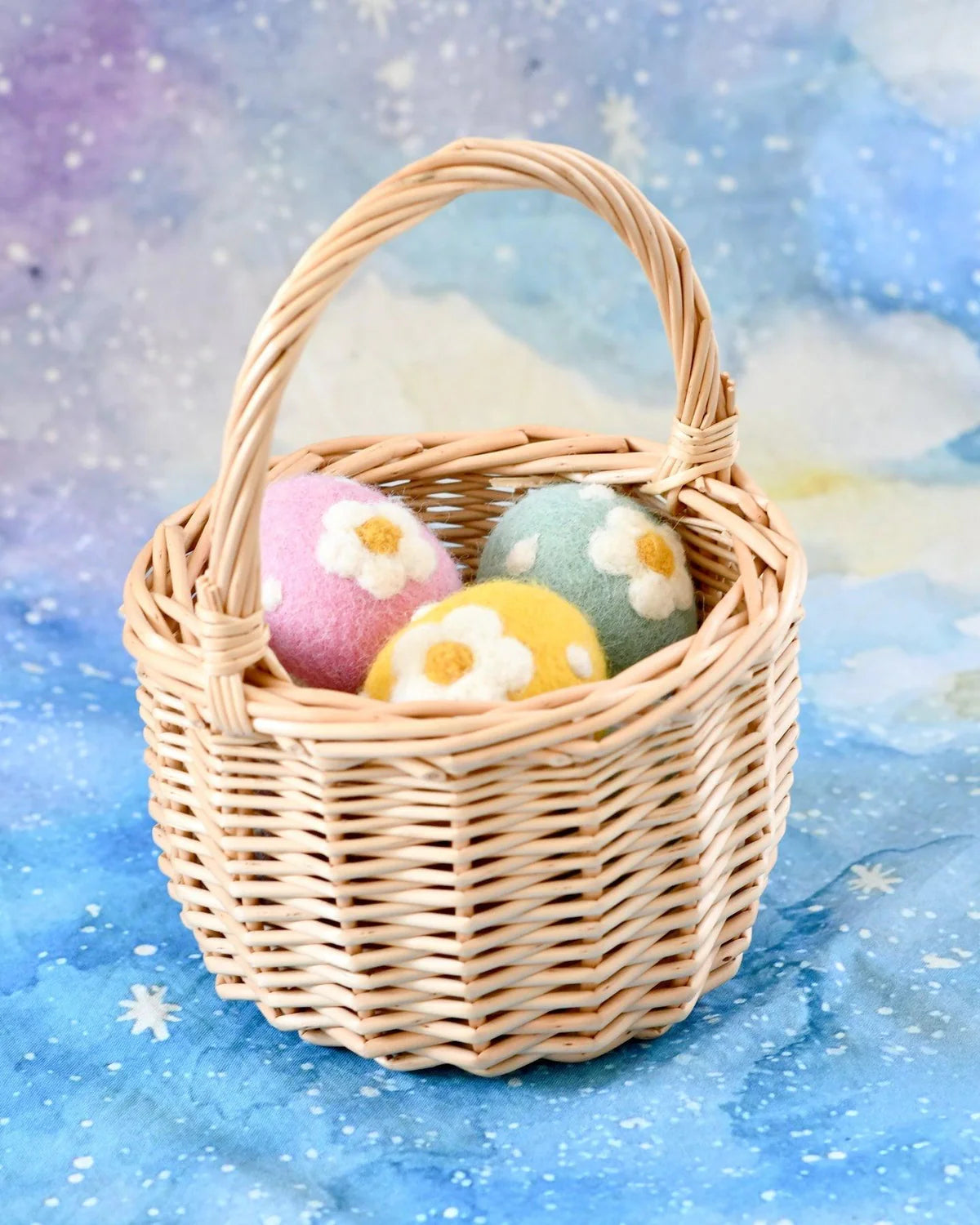 Felt Teal Floral and Dots Egg