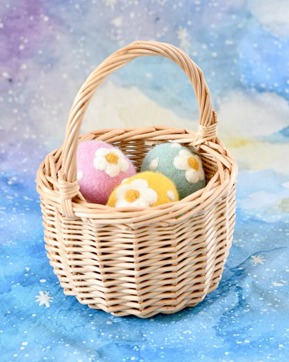 Felt Teal Floral and Dots Egg