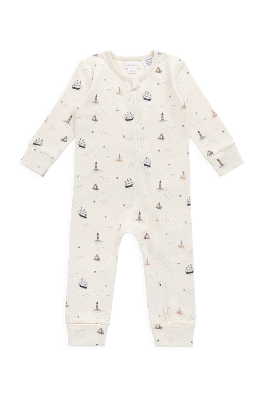 Jamie Kay Organic Cotton Reese Zip Onepiece - Sailing Day