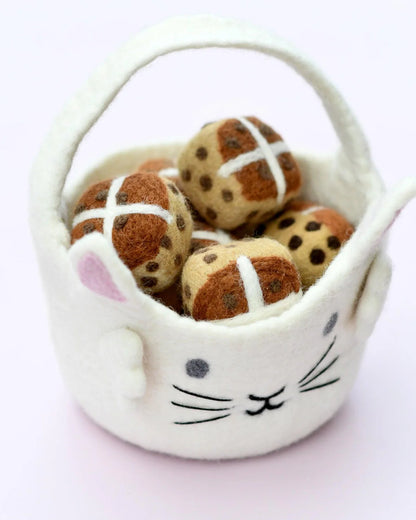 Felt Easter Egg Hunt Basket (White Bunny)