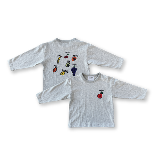 Organic Fruit Salad Long Sleeve Tee - Grey Marle