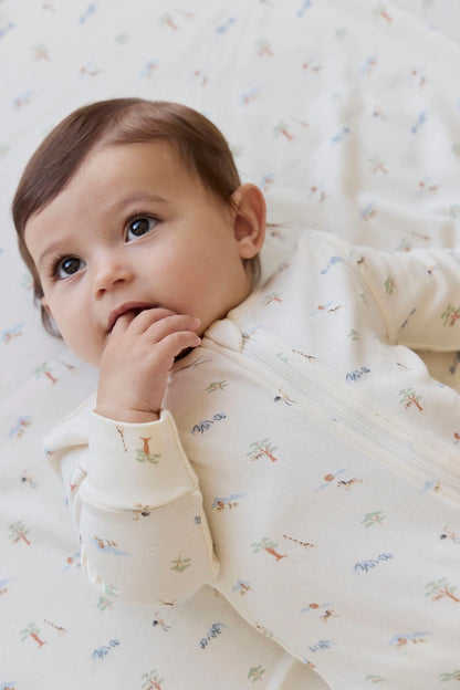 Organic Cotton Zip Onepiece - Savannah Animals Tofu