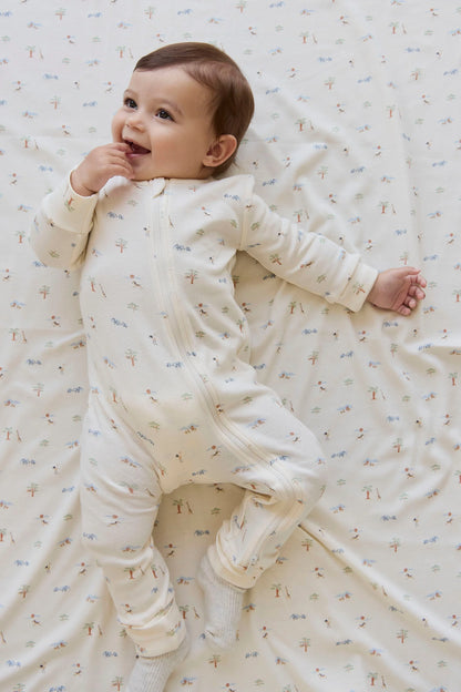Organic Cotton Zip Onepiece - Savannah Animals Tofu