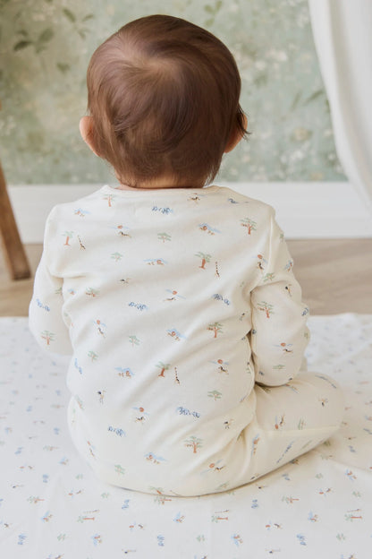 Organic Cotton Zip Onepiece - Savannah Animals Tofu